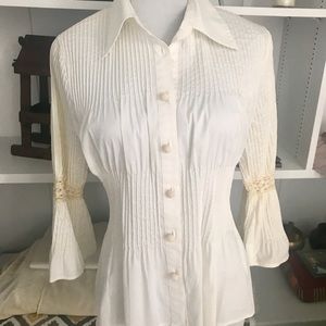 Robert Rodriguez White Blouse with Flared Sleeves